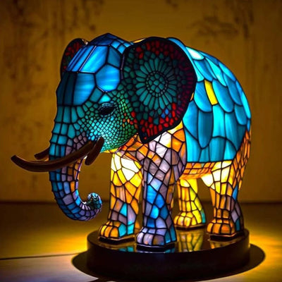Artwork | Lampa z Zwierzętami w Kolorowym Szkle