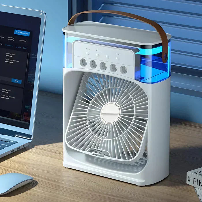 Klimatyzer PolarBreeze | Wentylator z Nawilżaczem USB i Światłem Led