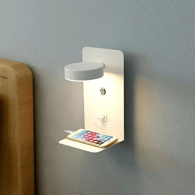 Lampka Ścienna Z Półką Usb | Regulowane Nowoczesne Oświetlenie
