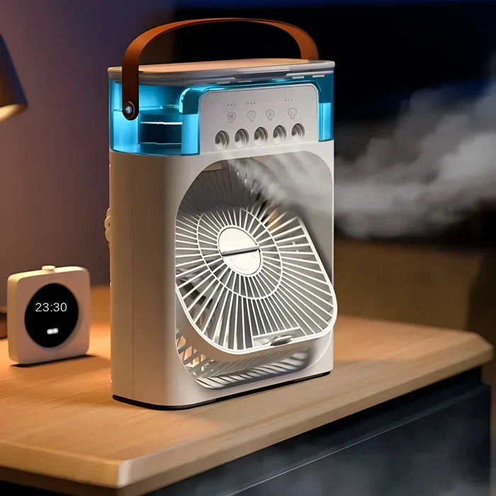 Klimatyzer PolarBreeze | Wentylator z Nawilżaczem USB i Światłem Led
