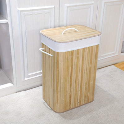 Kosz Na Pranie z Bambusa | Składany Kosz z Pokrywką w Naturalnym Designie