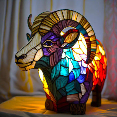 Artwork | Lampa z Zwierzętami w Kolorowym Szkle