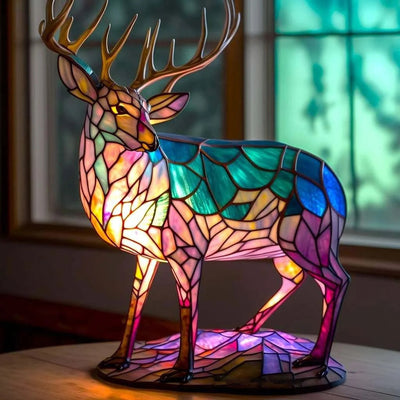 Artwork | Lampa z Zwierzętami w Kolorowym Szkle