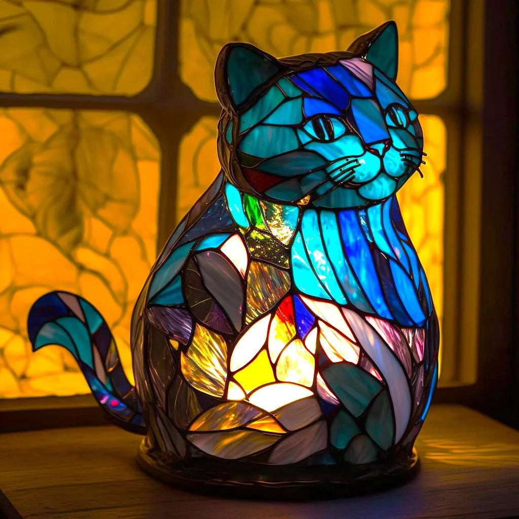 Artwork | Lampa z Zwierzętami w Kolorowym Szkle