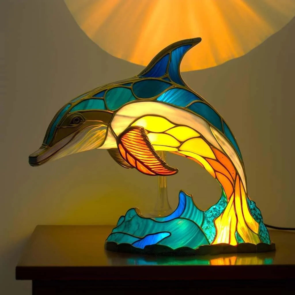 Artwork | Lampa z Zwierzętami w Kolorowym Szkle