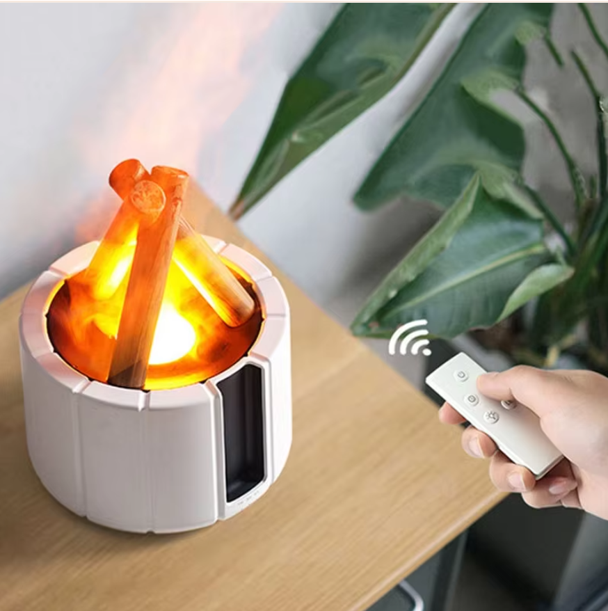 AirFlame Ultrasonic Nawilżacz Powietrza z Efektem Płomienia Kominkowego | Kompaktowy i Efektywny
