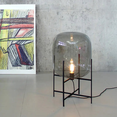 Lampa Podłogowa Riva | Lampa Stojąca Ze Szkła Dymionego Metalu