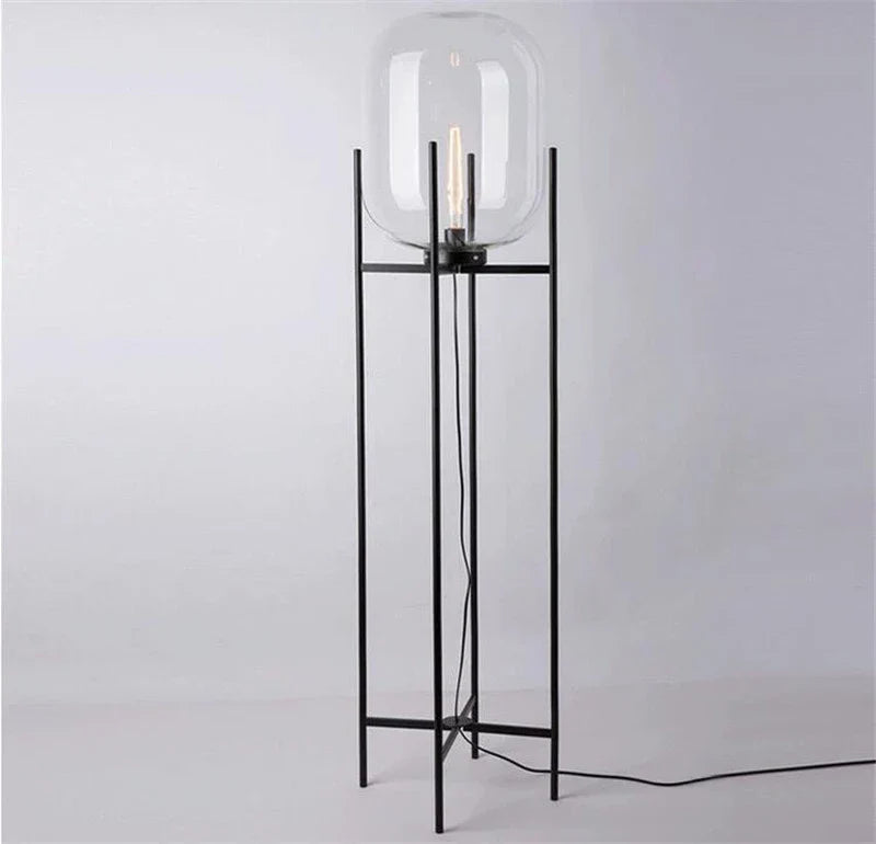 Lampa Podłogowa Riva | Lampa Stojąca Ze Szkła Dymionego Metalu