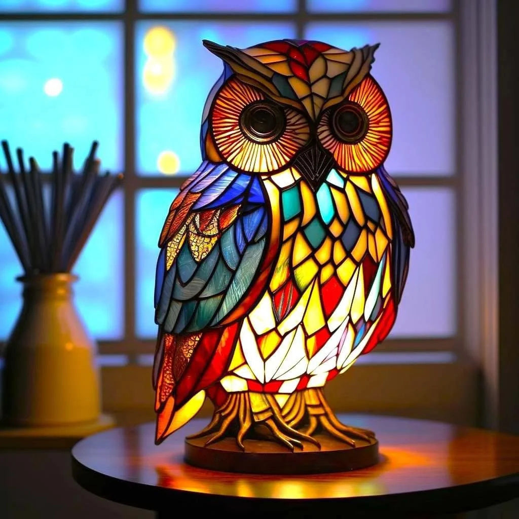 Artwork | Lampa z Zwierzętami w Kolorowym Szkle