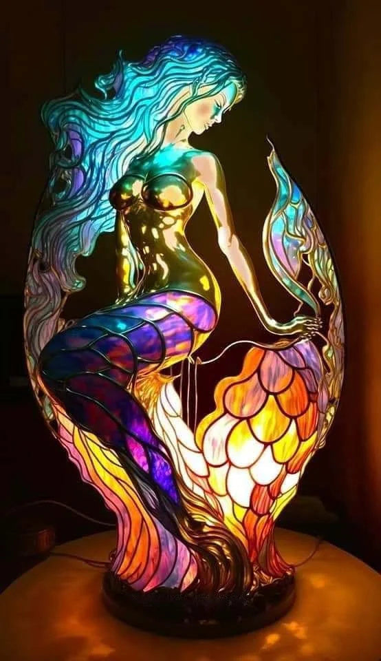 Artwork | Lampa z Zwierzętami w Kolorowym Szkle