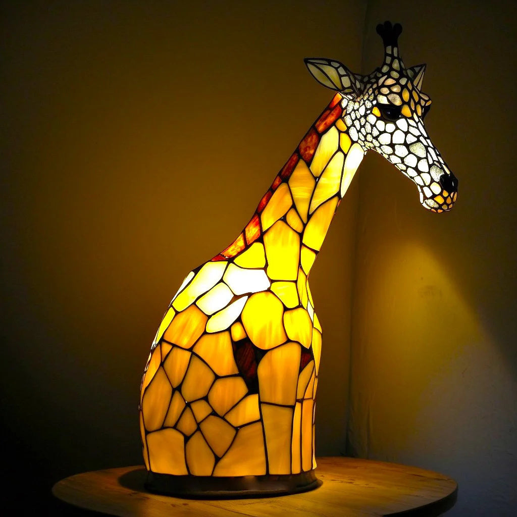Artwork | Lampa z Zwierzętami w Kolorowym Szkle