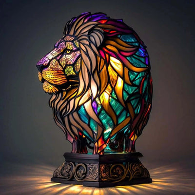 Artwork | Lampa z Zwierzętami w Kolorowym Szkle