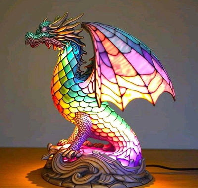 Artwork | Lampa z Zwierzętami w Kolorowym Szkle