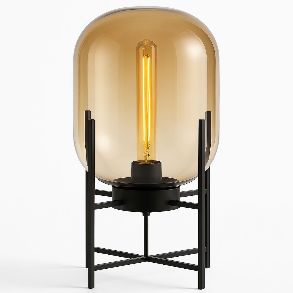 Lampa Podłogowa Riva | Lampa Stojąca Ze Szkła Dymionego Metalu