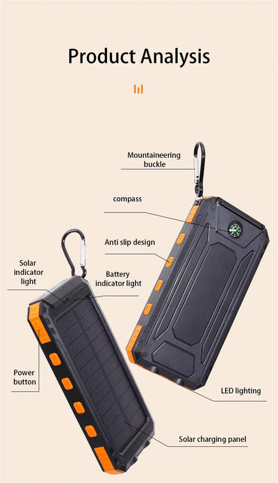 Dean Powerbank Solarny | Pro Z Wbudowaną Latarką Led