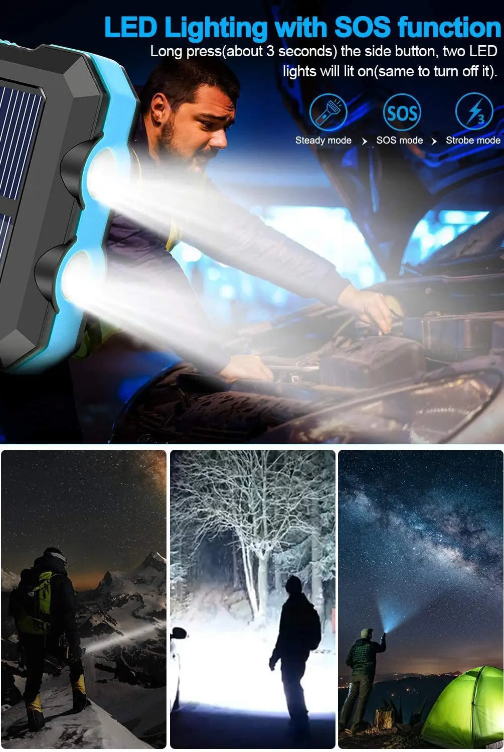 Dean Powerbank Solarny | Pro Z Wbudowaną Latarką Led